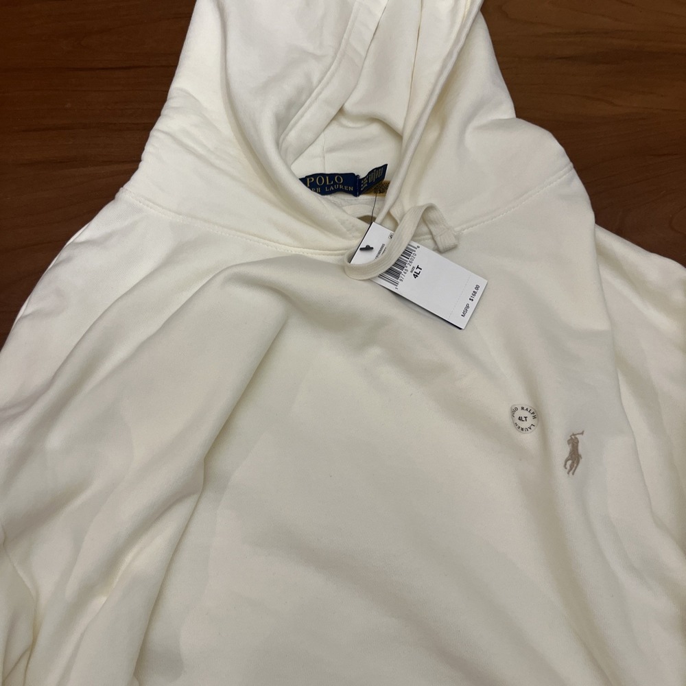 Polo Ralph Lauren Big & Tall Men's Cream Ivory Solid Terry Pullover Hoodie 4XLT